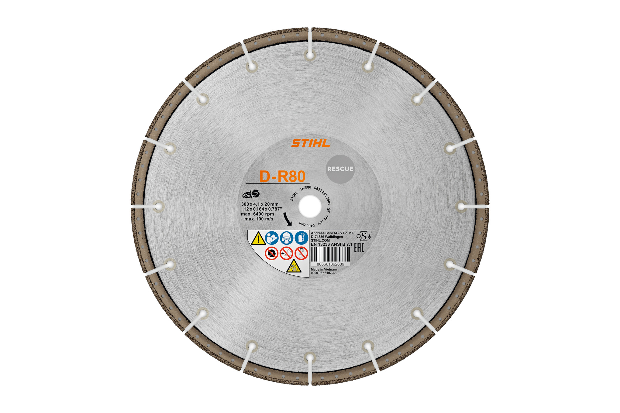 Disque à découper diamanté,, Rescue, D-R80, Ø 300mm/12"