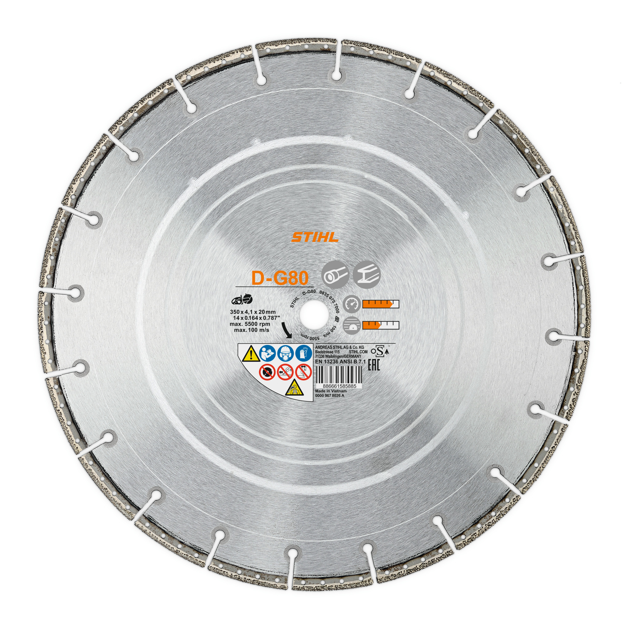 Disque à découper diamanté, fonte ductile, D-G80, Ø 300mm/12"