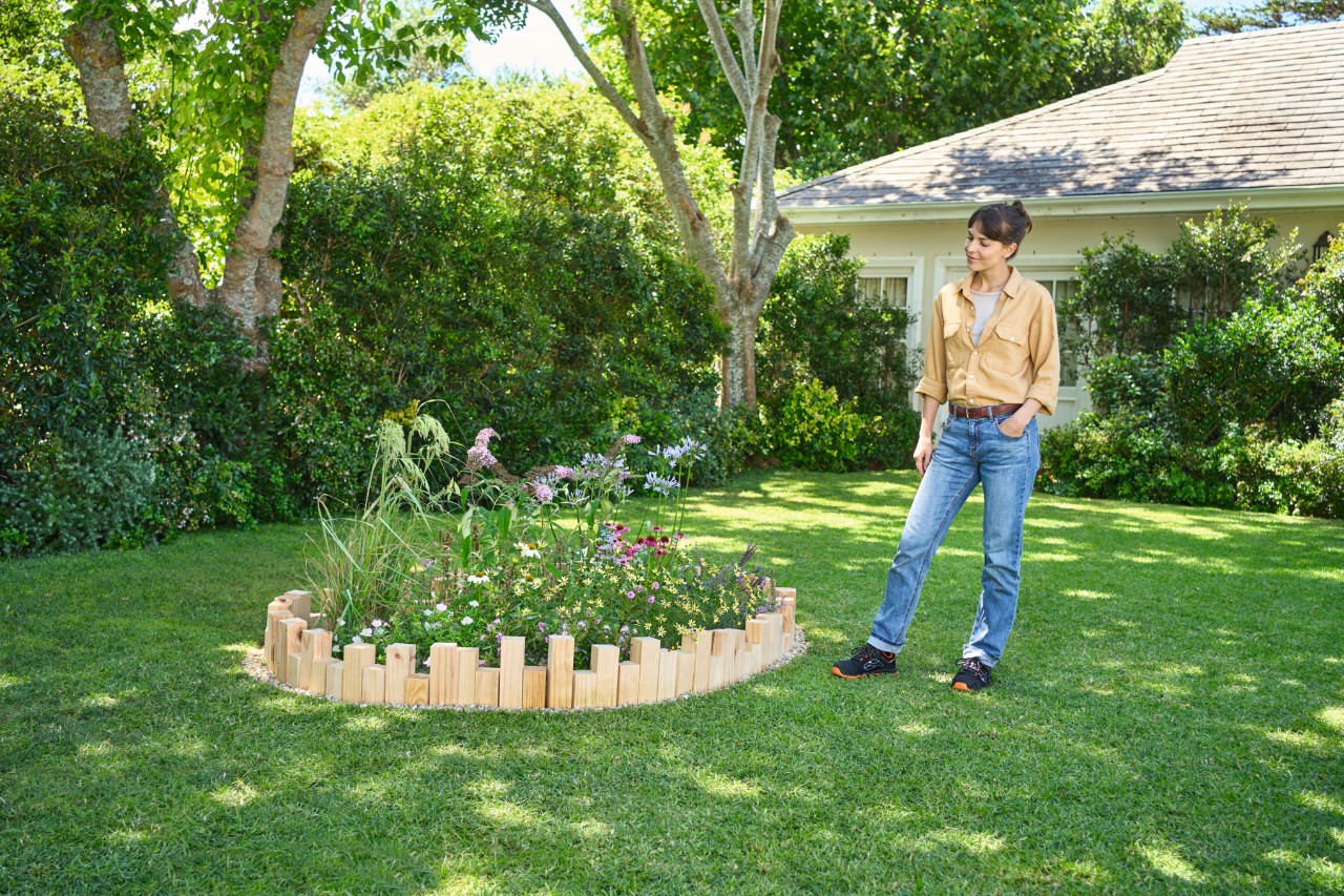 selbst gebaute Beeteinfassung 