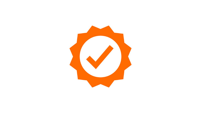 Icon orangener Haken 