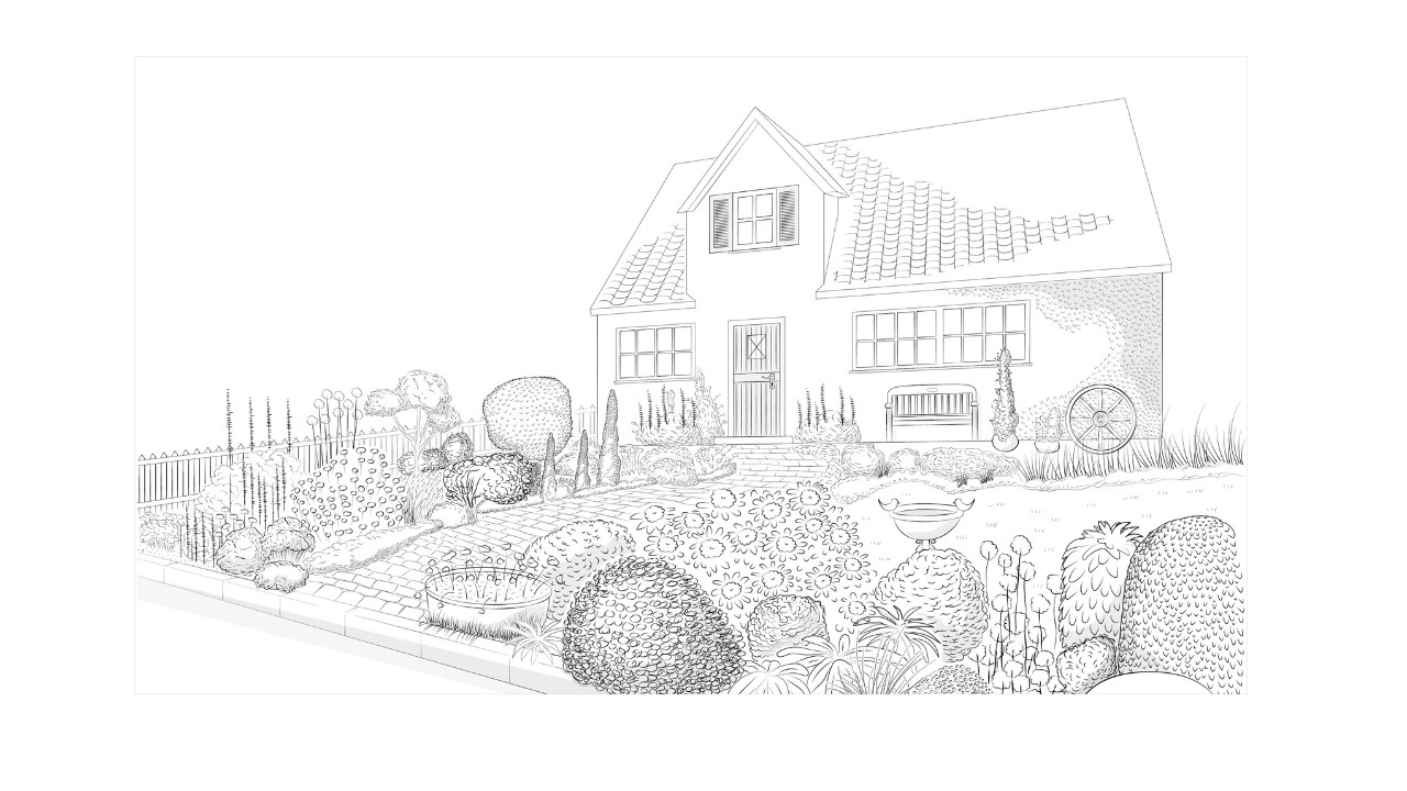 Illustration d’un jardin attrayant dans le style maison de campagne