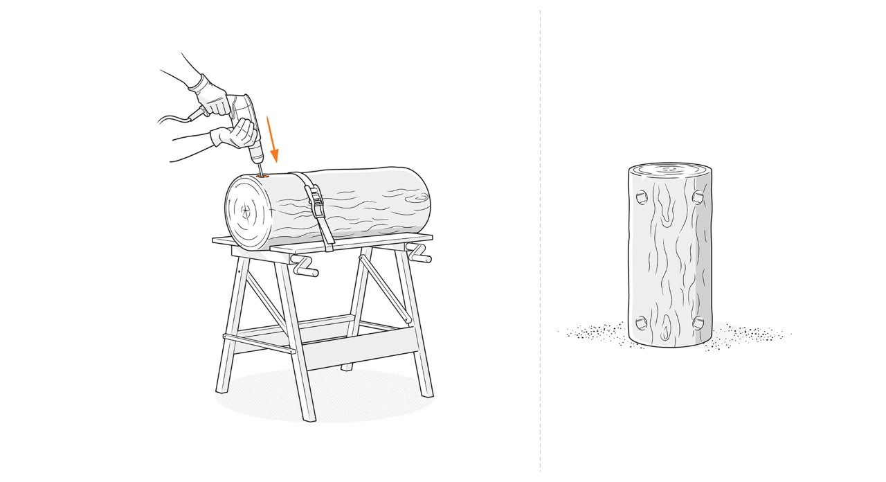 Illustration: La perceuse est utilisée pour percer des trous pour les jambes et le cou du renne